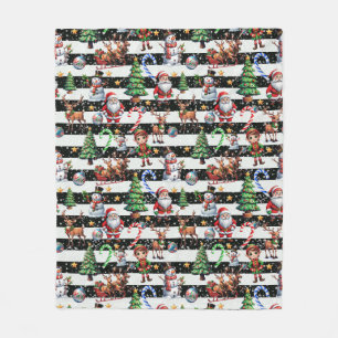Decoratieve kerststrepen Patroonontwerp Fleece Deken