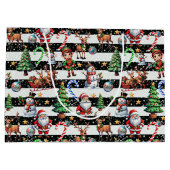 Decoratieve kerststrepen Patroonontwerp Groot Cadeauzakje (Achterkant)