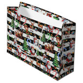 Decoratieve kerststrepen Patroonontwerp Groot Cadeauzakje (Voorkant Gekanteld)