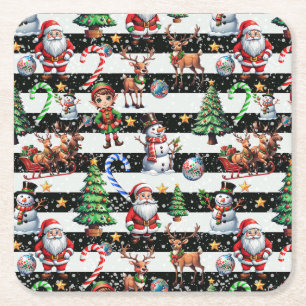 Decoratieve kerststrepen Patroonontwerp Kartonnen Onderzetters