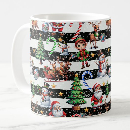 Decoratieve kerststrepen Patroonontwerp Koffiemok