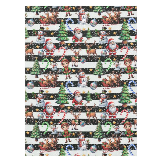 Decoratieve kerststrepen Patroonontwerp Tafelkleed (Voorkant)