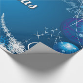 decoratieve kerstversieringen in blauw cadeaupapier (Hoek)
