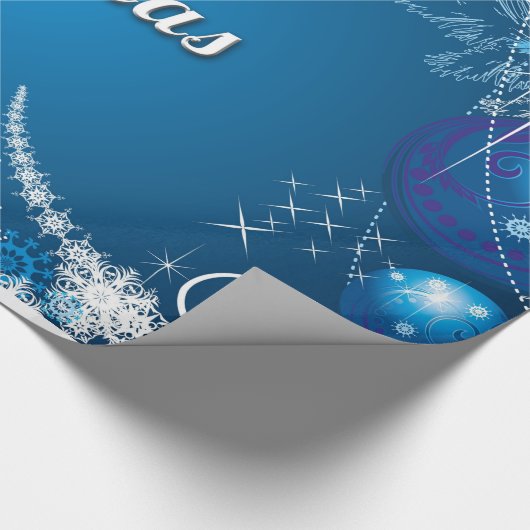 decoratieve kerstversieringen in blauw cadeaupapier (Hoek)