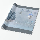 Decoratieve kerstversieringen met sneeuw cadeaupapier (Uitgerold)