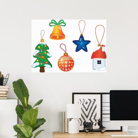 Decoratieve kerstversieringen poster