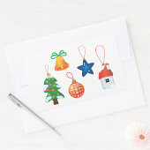 Decoratieve kerstversieringen rechthoekige sticker