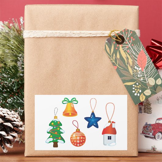 Decoratieve kerstversieringen rechthoekige sticker
