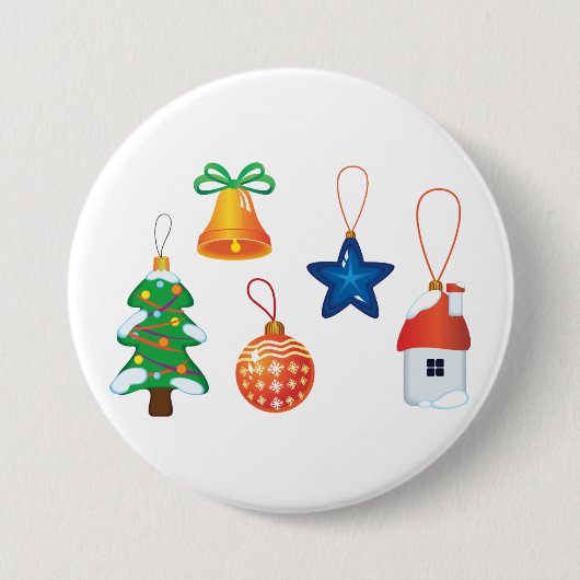 Decoratieve kerstversieringen ronde button 7,6 cm (Voorkant)