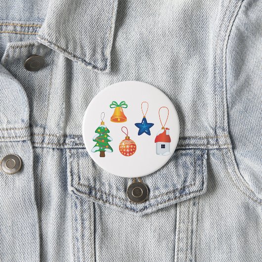 Decoratieve kerstversieringen ronde button 7,6 cm