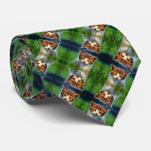 Decoratieve kitty kat satijn tartan patroon stropdas (Opgerold)