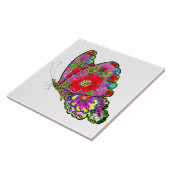 Decoratieve kleurige florale vlinder tegeltje (Zijkant)
