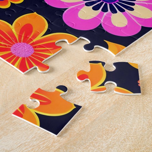 Decoratieve kleurrijke bloemen legpuzzel (Zijkant)