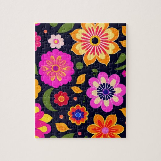 Decoratieve kleurrijke bloemen legpuzzel (Verticaal)