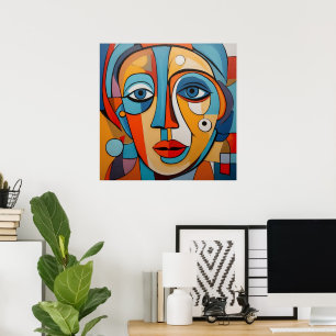 Decoratieve Kleurrijke Gezicht Abstracte Kunst Poster