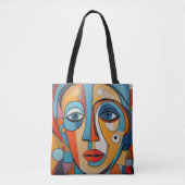Decoratieve Kleurrijke Gezicht Abstracte Kunst Tote Bag (Voorkant)