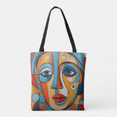 Decoratieve Kleurrijke Gezicht Abstracte Kunst Tote Bag (Achterkant)