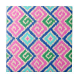 Decoratieve kleurrijke  Mexicaanse ikat Roze Blauw Tegeltje