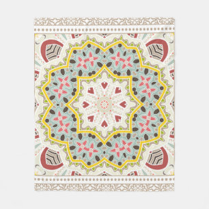 Decoratieve kleurrijke versiering op witte achterg fleece deken