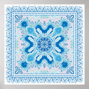 Decoratieve kleurrijke versiering op witte achterg poster