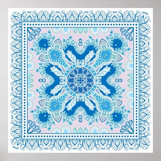 Decoratieve kleurrijke versiering op witte achterg poster (Voorkant)