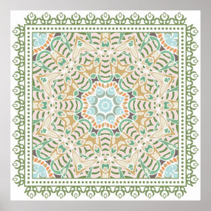 Decoratieve kleurrijke versiering op witte achterg poster