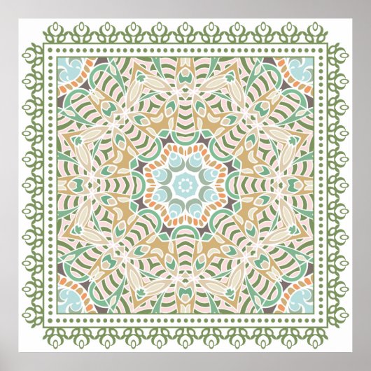 Decoratieve kleurrijke versiering op witte achterg poster (Voorkant)
