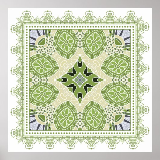 Decoratieve kleurrijke versiering op witte achterg poster (Voorkant)