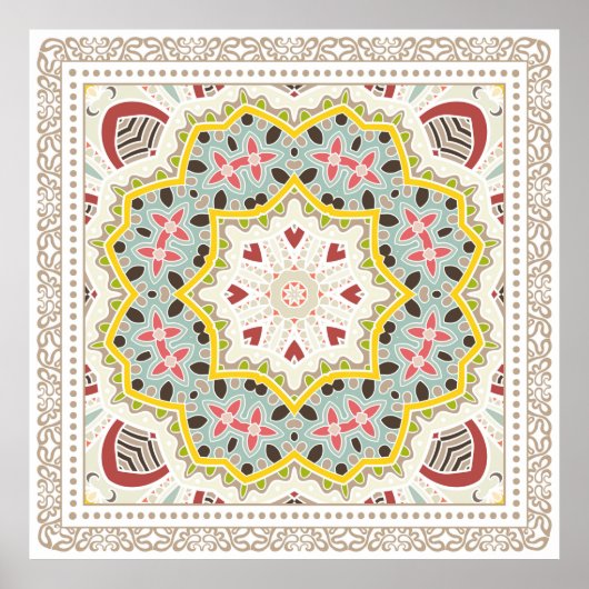 Decoratieve kleurrijke versiering op witte achterg poster (Voorkant)