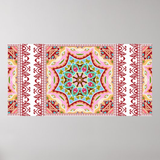 Decoratieve kleurrijke versiering op witte achterg poster (Voorkant)