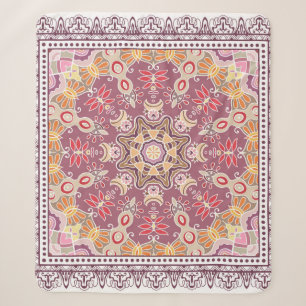 Decoratieve kleurrijke versiering op witte achterg sherpa deken