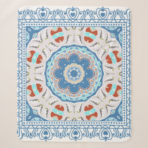 Decoratieve kleurrijke versiering op witte achterg sherpa deken