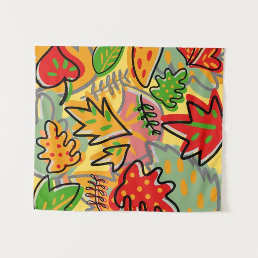 Decoratieve kleurrijke waterverf natuur groen wandkleed (Voorkant (horizontaal))