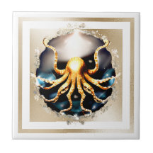 Decoratieve kraken gouden oceaan zee creature glam