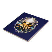 Decoratieve kraken zee creature glam octopus stran tegeltje (Zijkant)