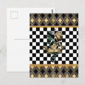 decoratieve kroon en Roos Briefkaart (Voorkant / Achterkant)