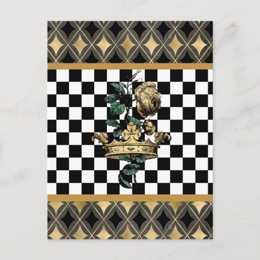  decoratieve kroon en Roos Briefkaart (Voorkant)