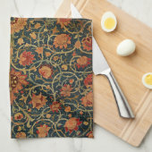 Decoratieve Kunst Bloemen Wijnstok Roze Groen Theedoek (Quarter Fold)