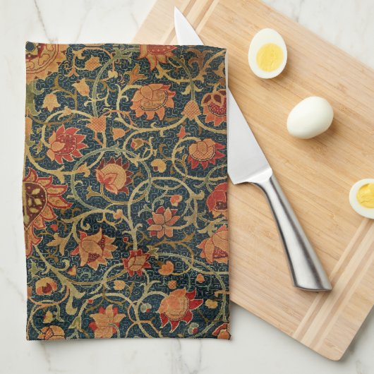 Decoratieve Kunst Bloemen Wijnstok Roze Groen Theedoek (Quarter Fold)