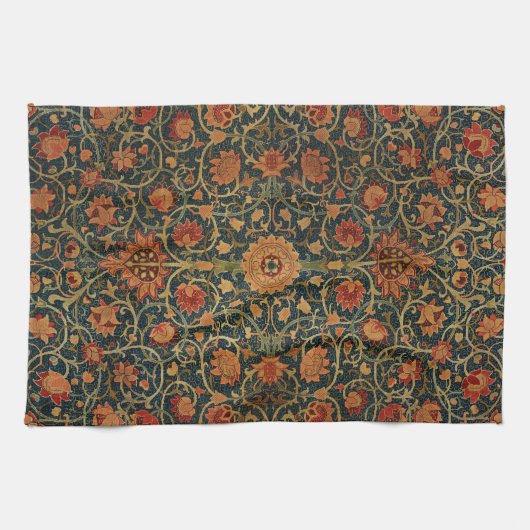 Decoratieve Kunst Bloemen Wijnstok Roze Groen Theedoek (Horizontaal)