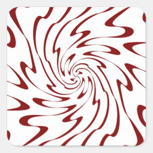 Decoratieve kunst met rode en witte golven vierkante sticker