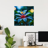 Decoratieve kunst - regendruppels op de bladeren # poster (Thuiskantoor)