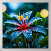 Decoratieve kunst - regendruppels op de bladeren # poster (Voorkant)