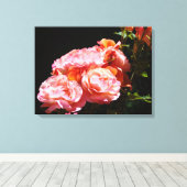 Decoratieve kunstdrukken Roze Rozen Canvas Afdruk (Insitu (Houten vloer))