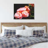 Decoratieve kunstdrukken Roze Rozen Canvas Afdruk (Insitu (Slaapkamer))