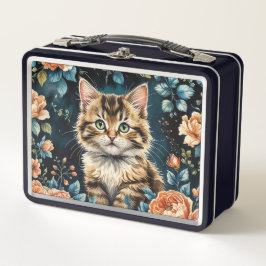 Decoratieve kussen kitten en bloemen