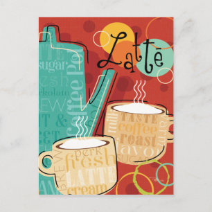 Decoratieve latte potten en bekers briefkaart