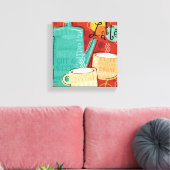 Decoratieve latte potten en bekers canvas afdruk (Insitu (Woonkamer))