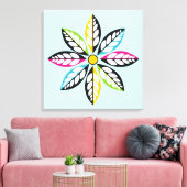 Decoratieve Leaves-Flower modern, abstract blauw Canvas Afdruk (Insitu (Woonkamer))