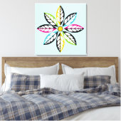 Decoratieve Leaves-Flower modern, abstract blauw Canvas Afdruk (Insitu (Slaapkamer))